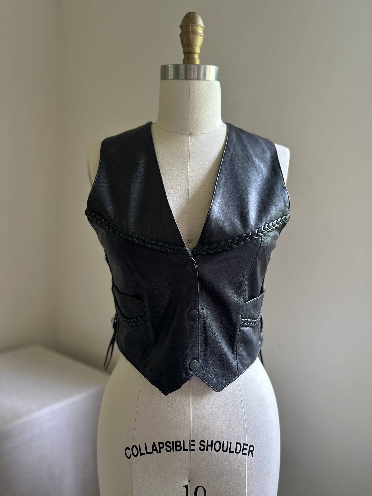 Real Leather Milwaukee, WI Black Leather Biker  Vest