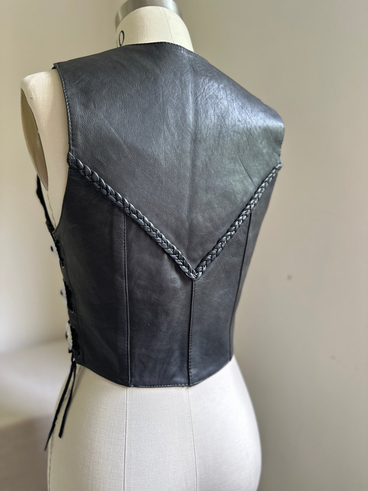 Real Leather Milwaukee, WI Black Leather Biker  Vest