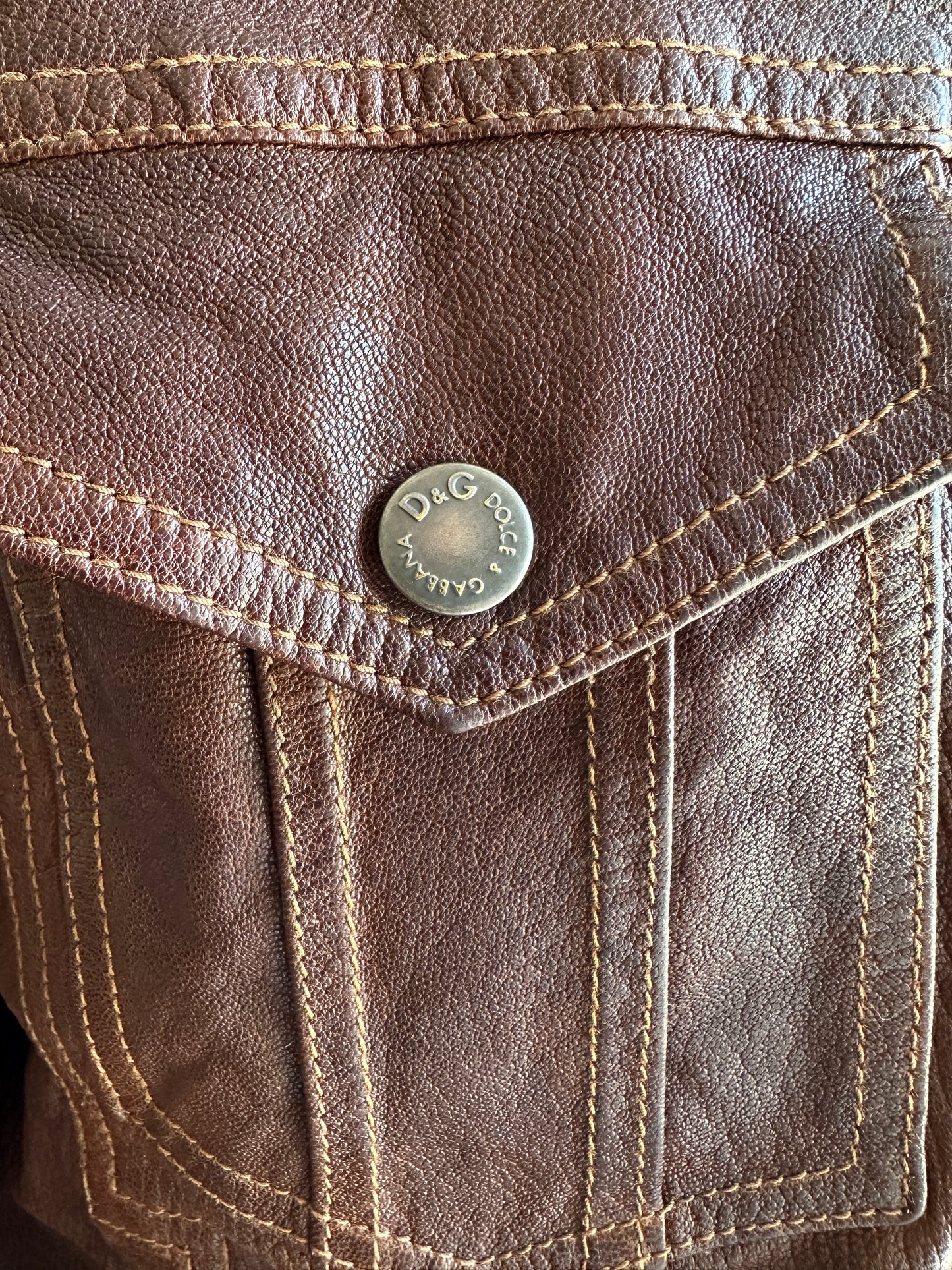 D & G Brown Leather Bomber