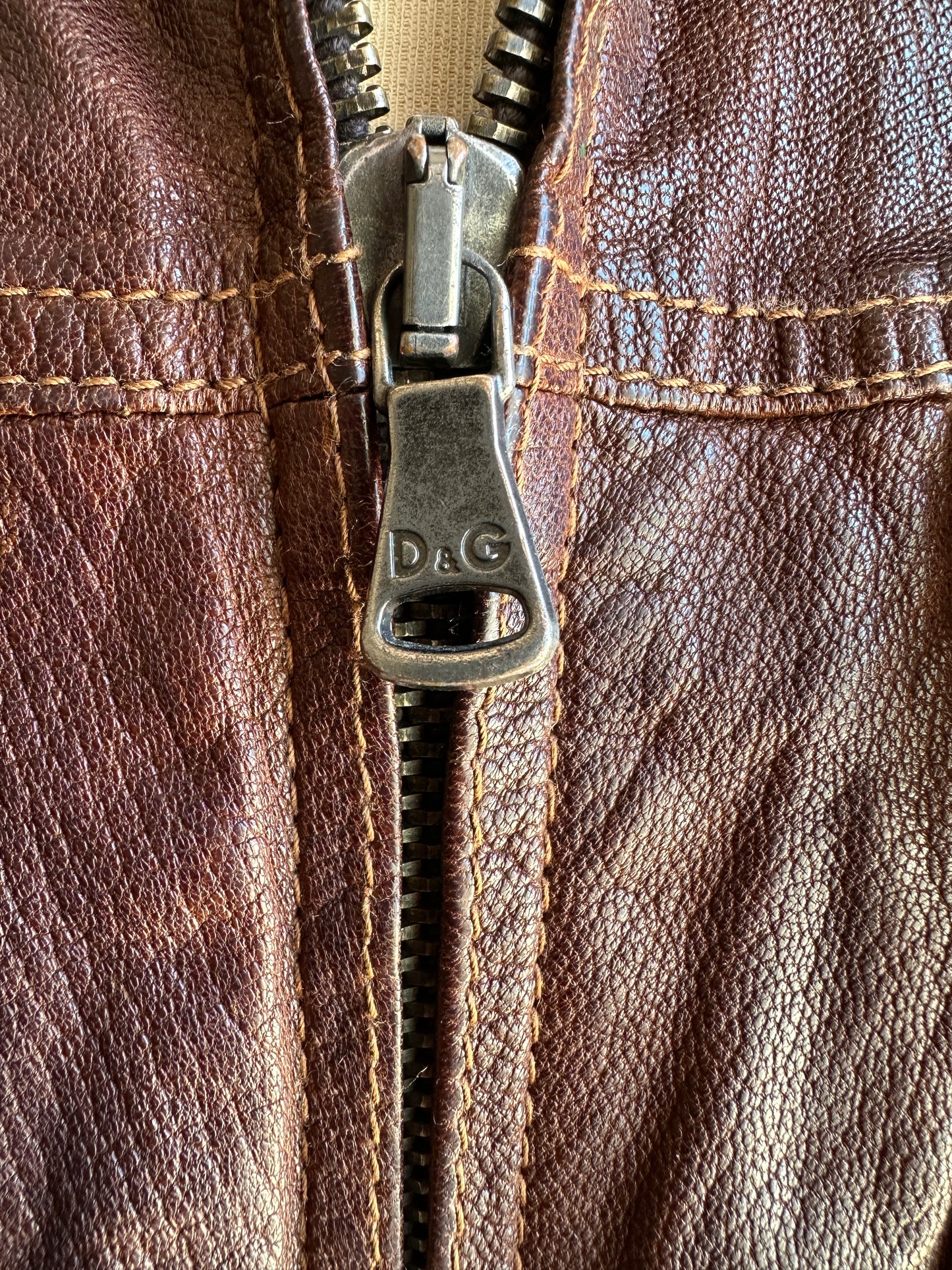 D & G Brown Leather Bomber