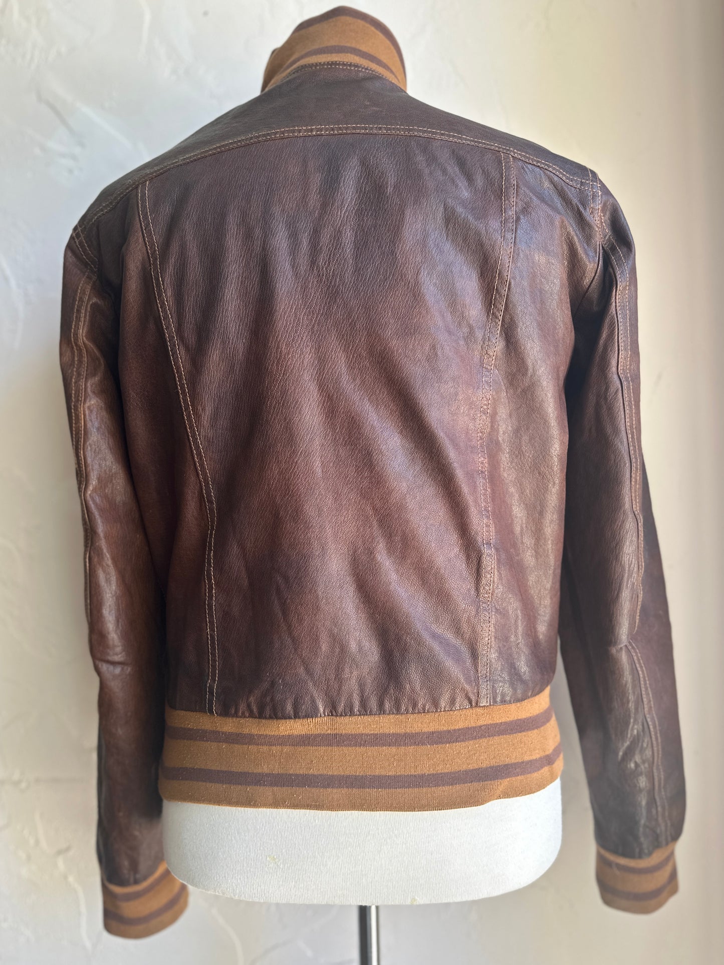 D & G Brown Leather Bomber