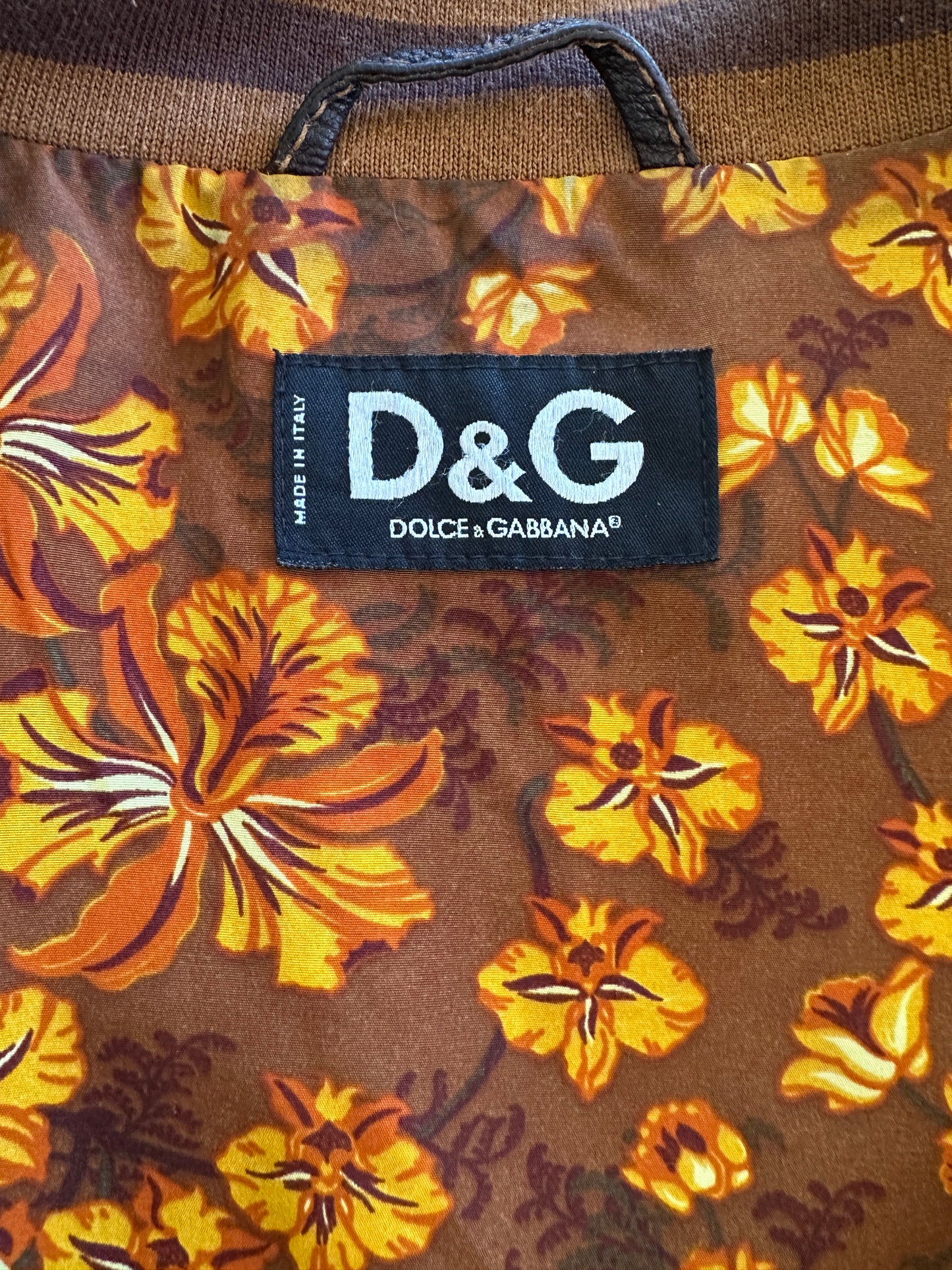 D & G Brown Leather Bomber