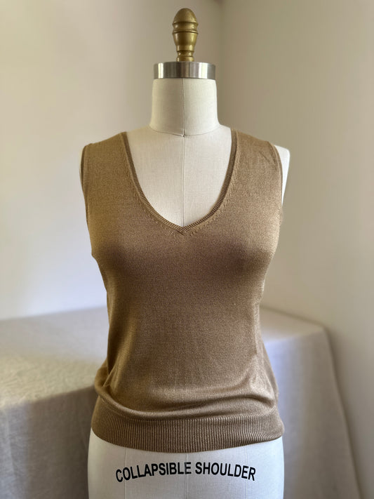 Brooks Brothers Gold Sleeveless V Neck