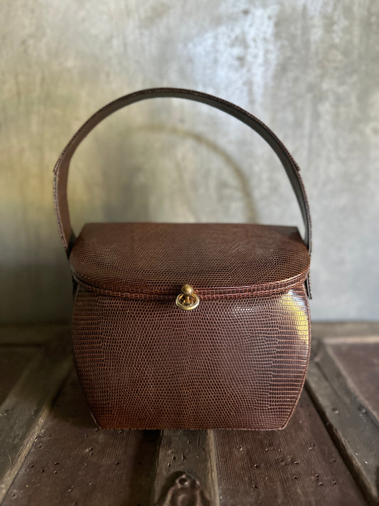 Small Brown Leather Handbag Textured