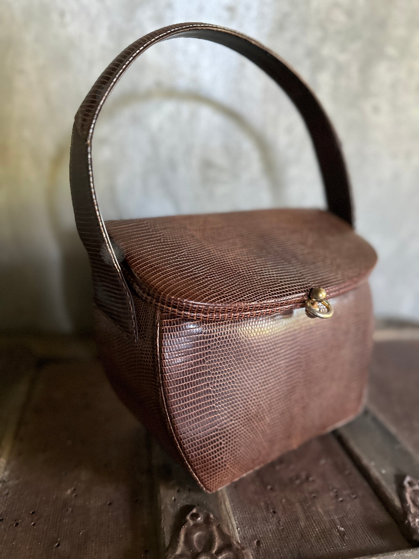 Small Brown Leather Handbag Textured