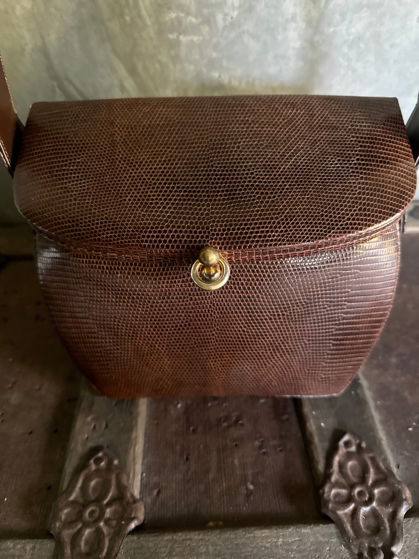 Small Brown Leather Handbag Textured