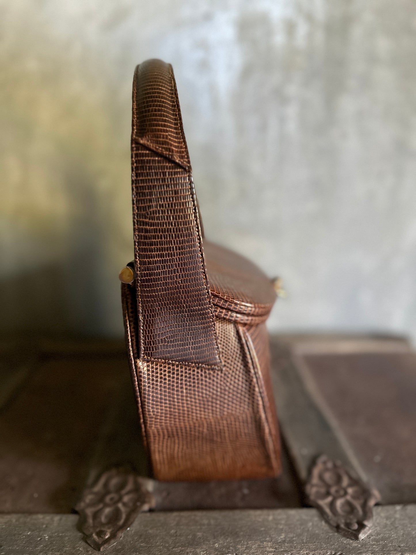 Small Brown Leather Handbag Textured