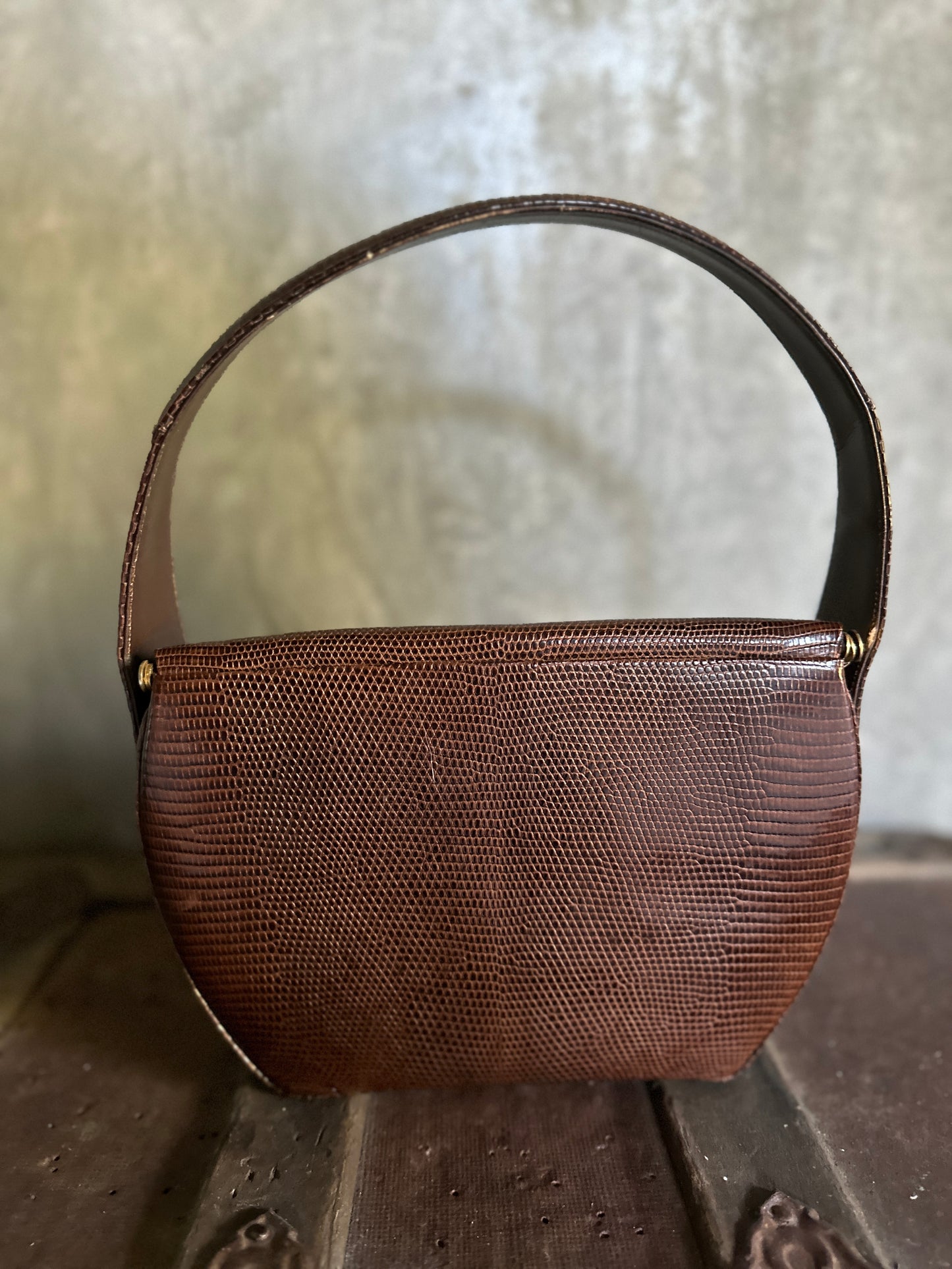 Small Brown Leather Handbag Textured