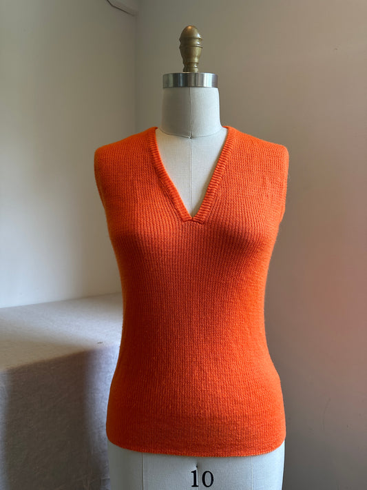 Low Cut Orange Ribbed Vest