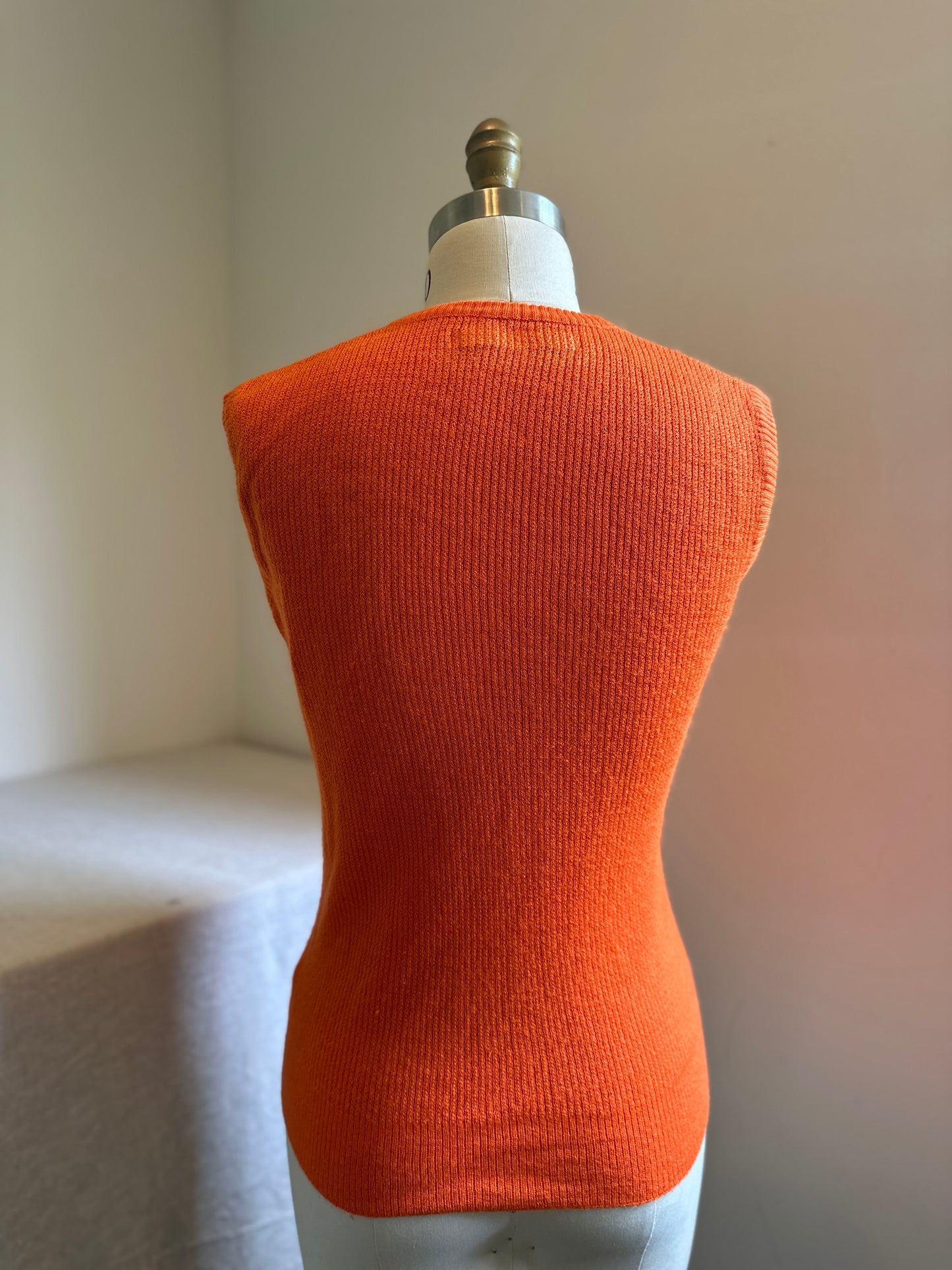 Low Cut Orange Ribbed Vest