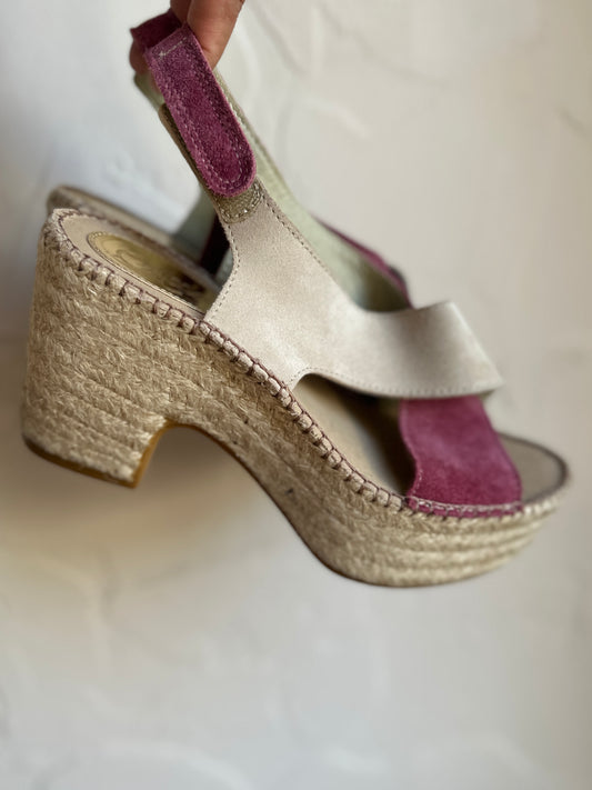 Suede Two-Tone Platform Wedge