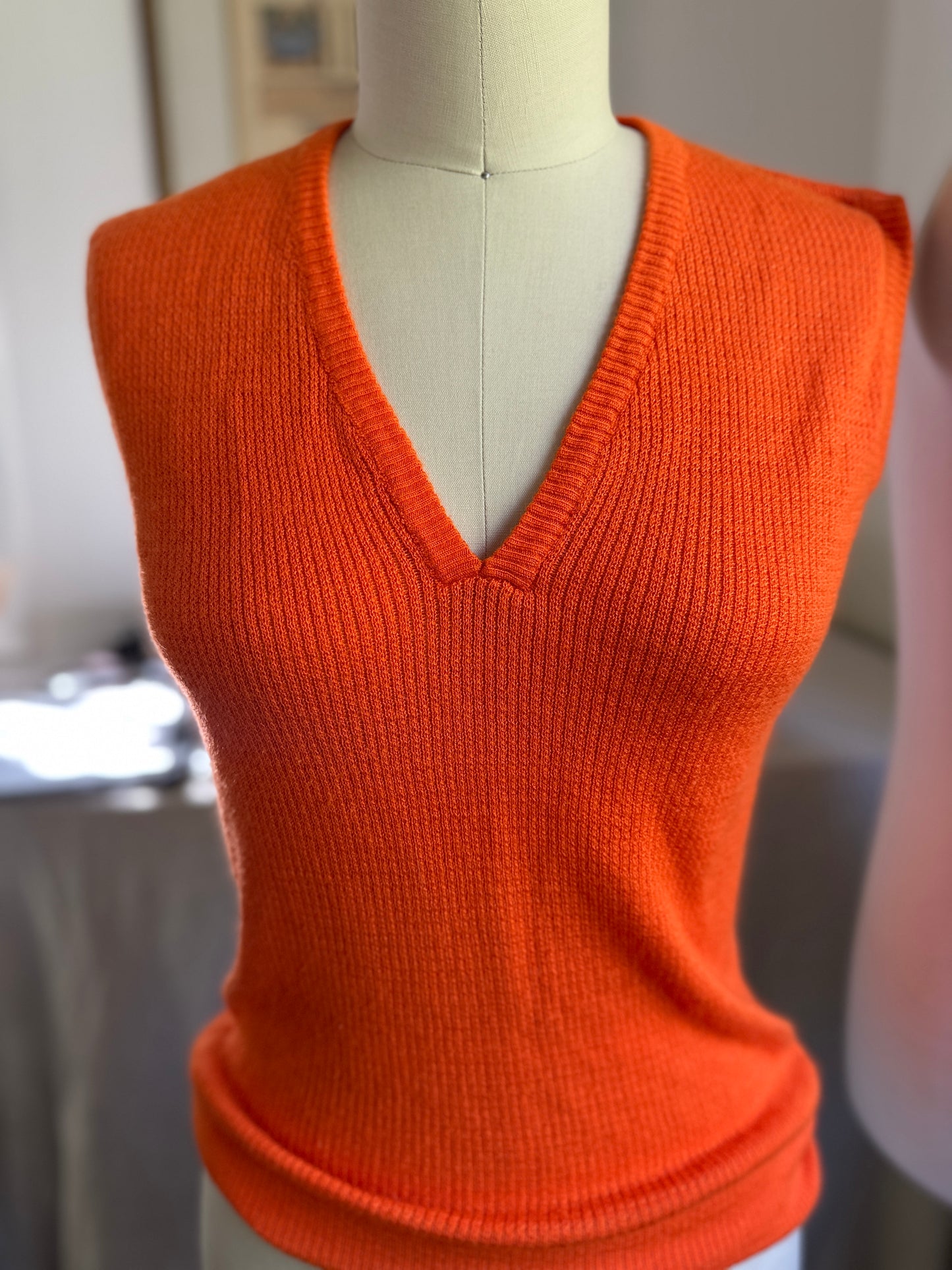Low Cut Orange Ribbed Vest