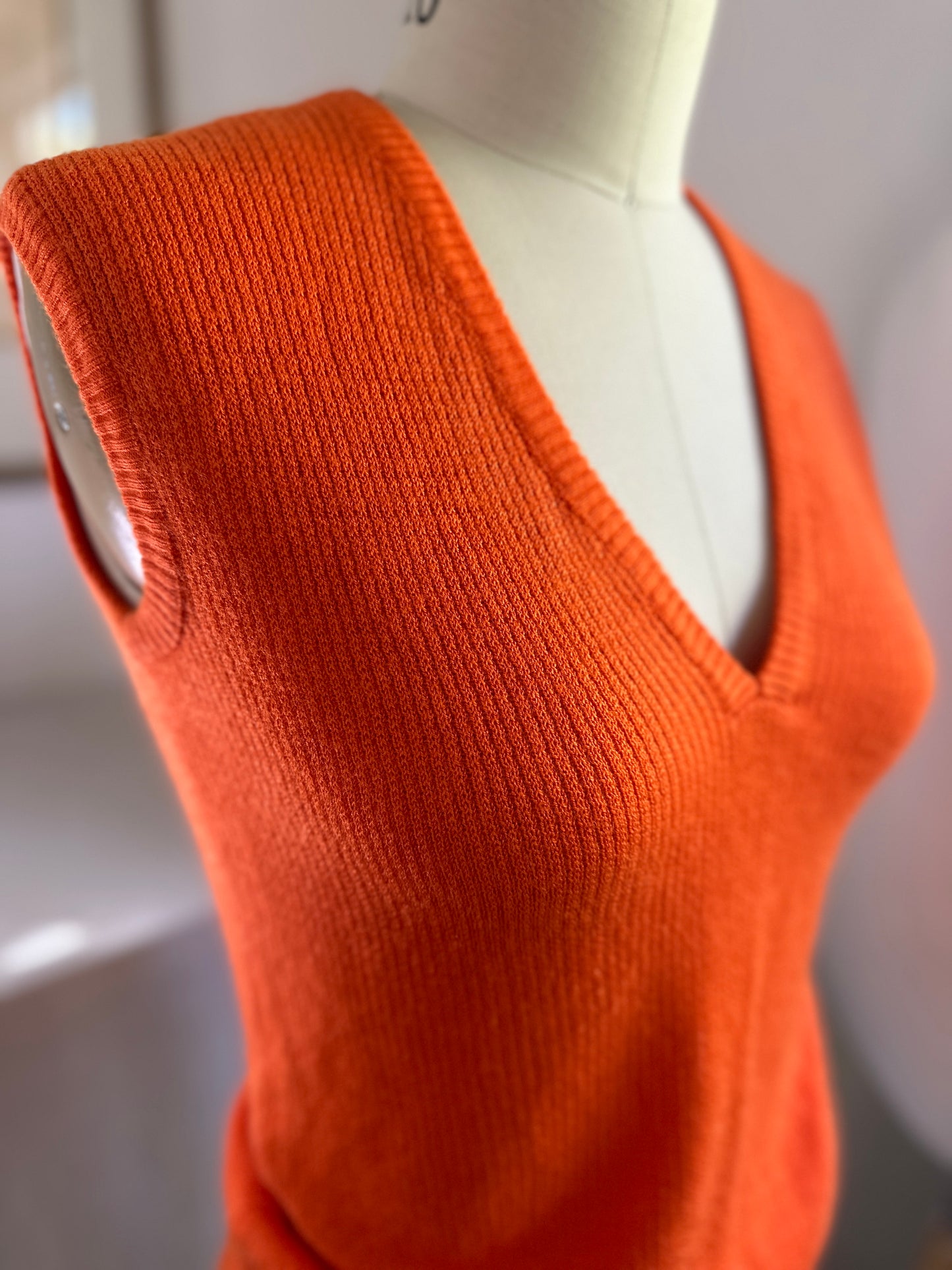 Low Cut Orange Ribbed Vest
