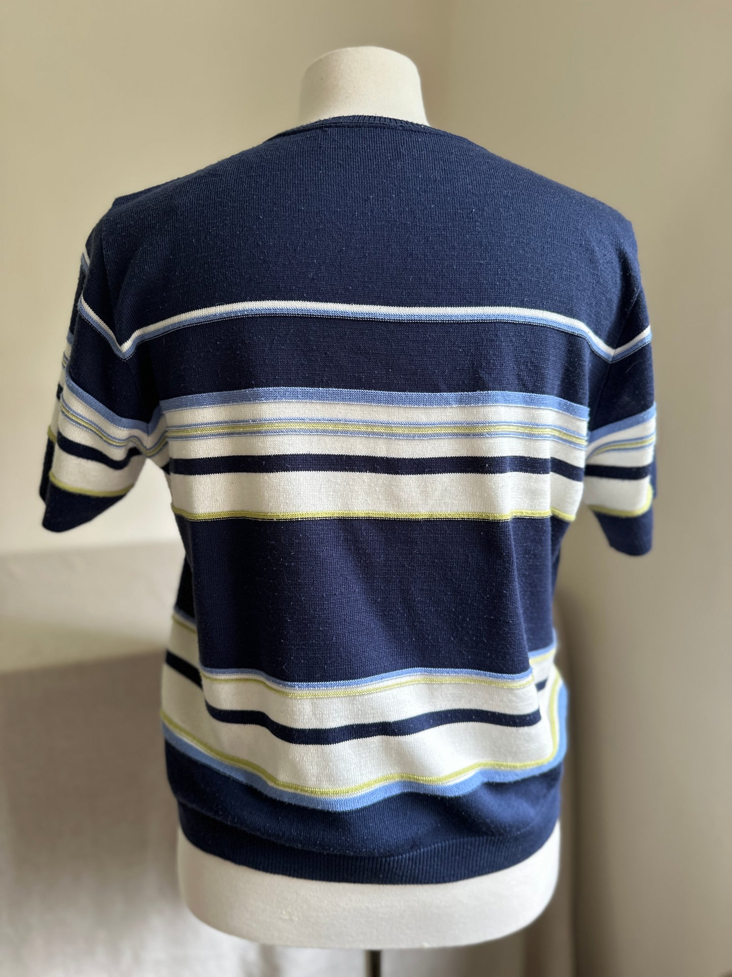 Striped Crewneck Short Sleeve Sweater