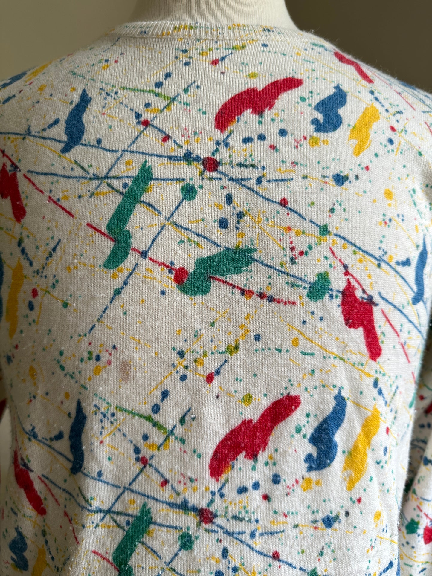 Splatter Paint Print Crewneck Sweater
