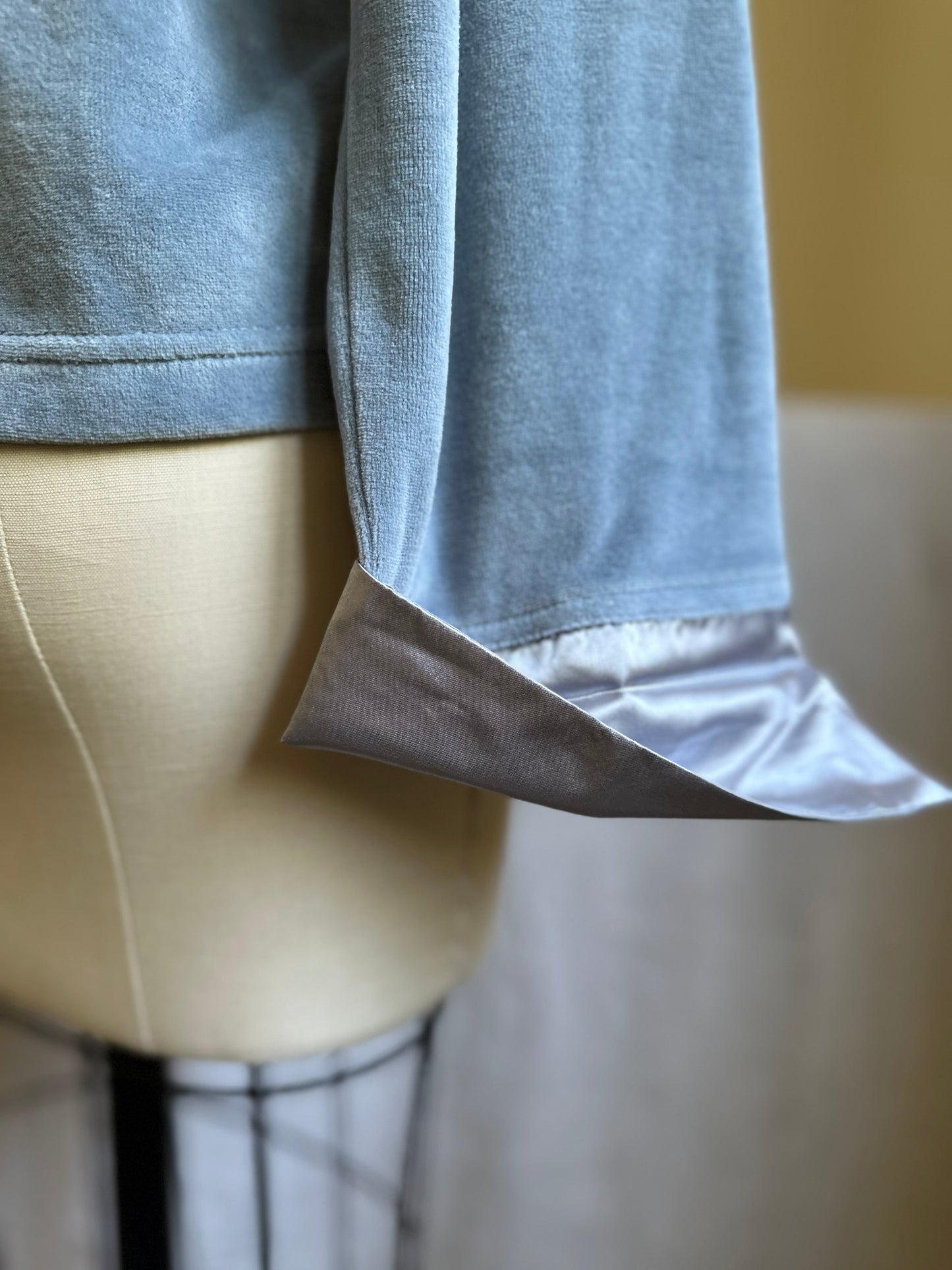 Powder Blue Velour Long Sleeve Shirt