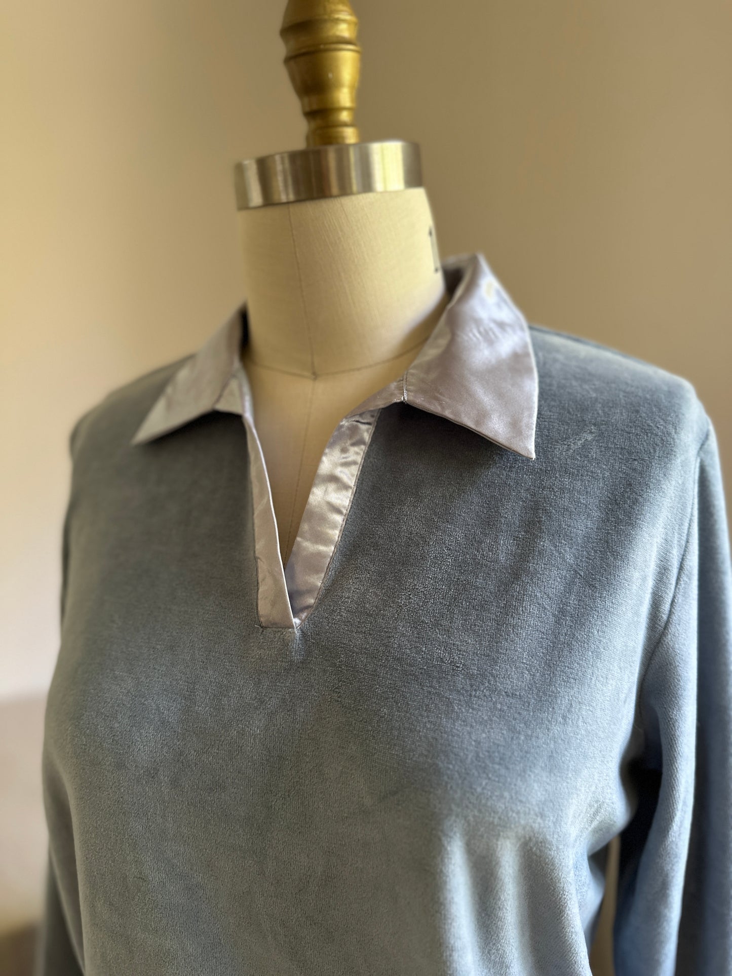 Powder Blue Velour Long Sleeve Shirt