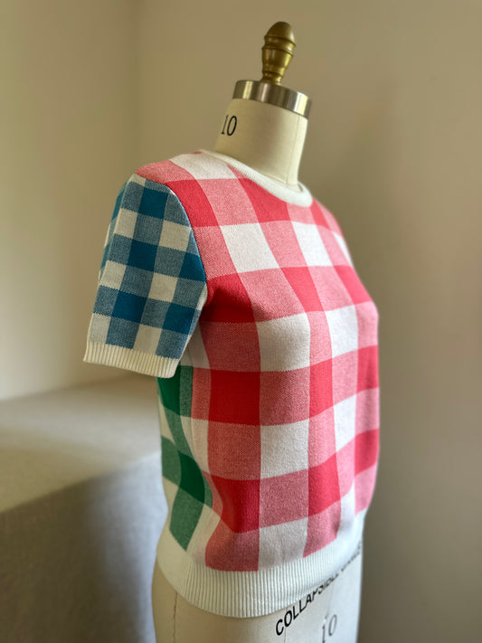 Checkered Knit Short Sleeve Delight