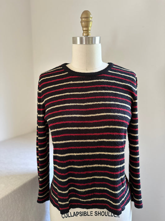 Black Electric Striped Crewneck