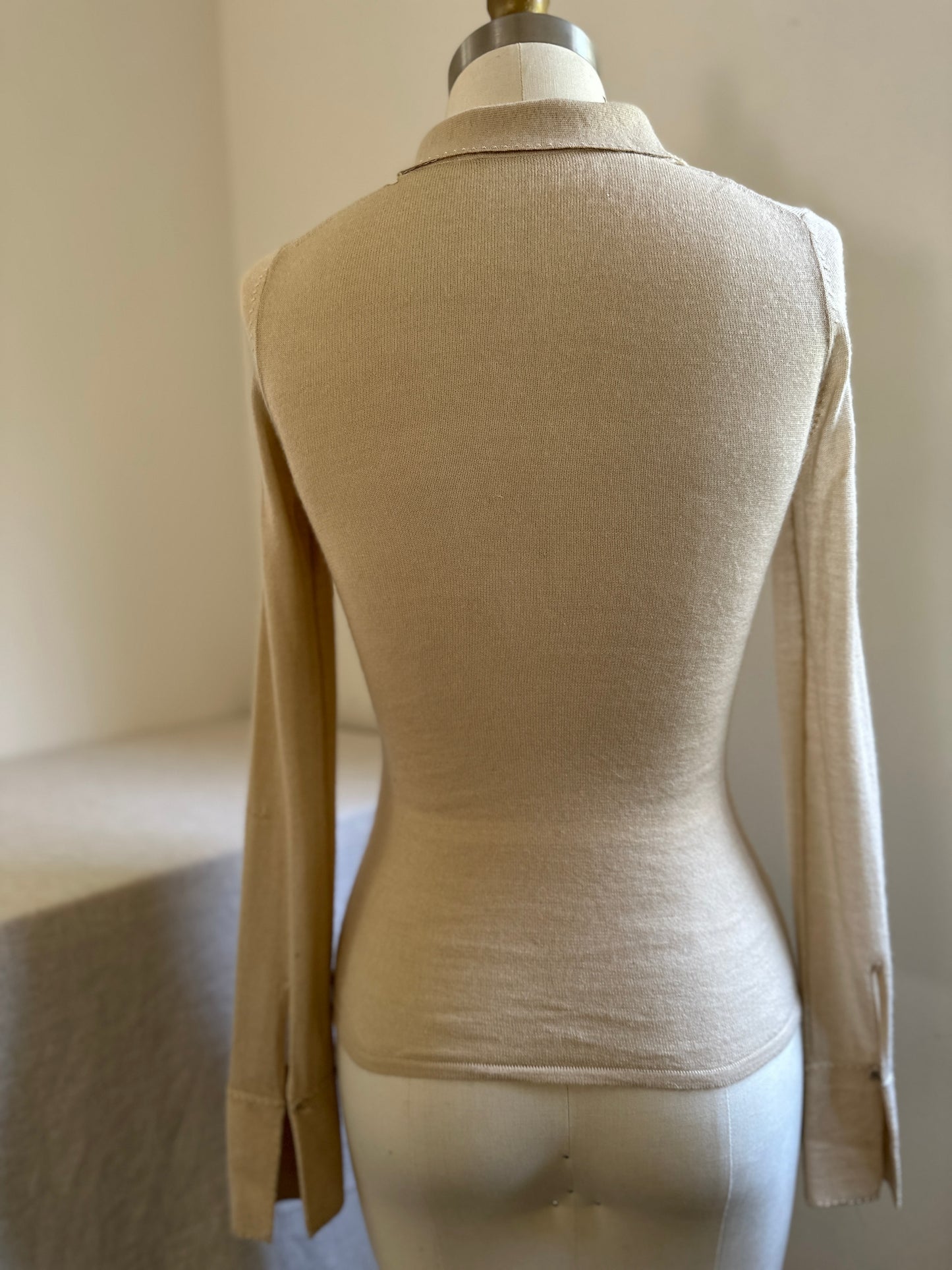 Ellie Tahari Detail Stitched Cashmere Button Up Sweater