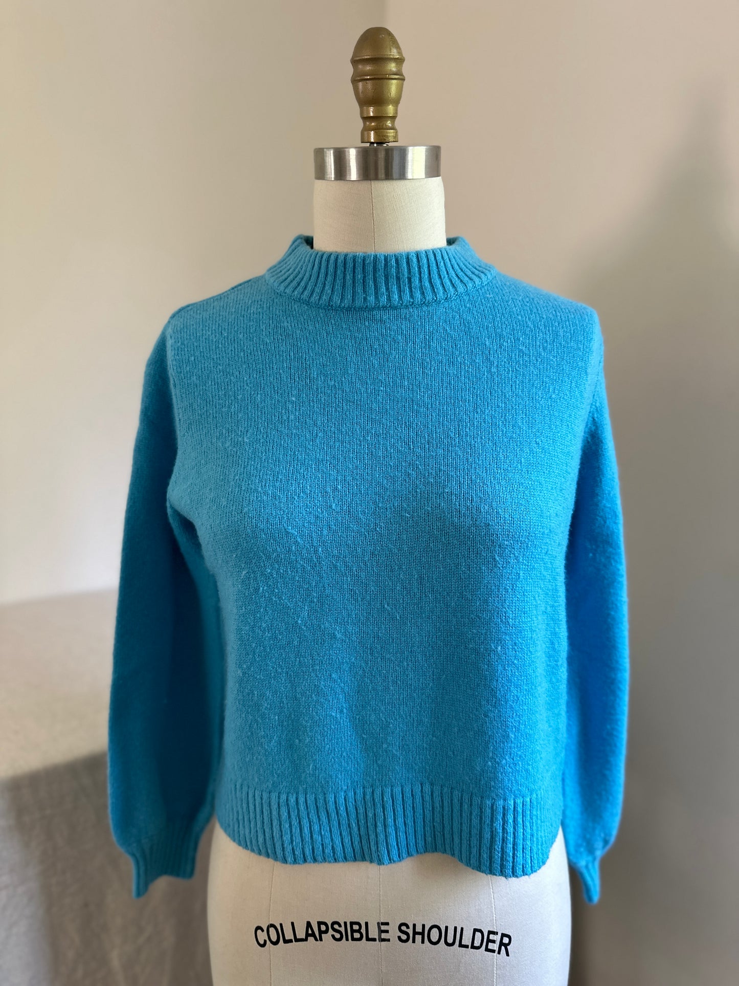 Thick Turquoise Cropped Mock Turtleneck