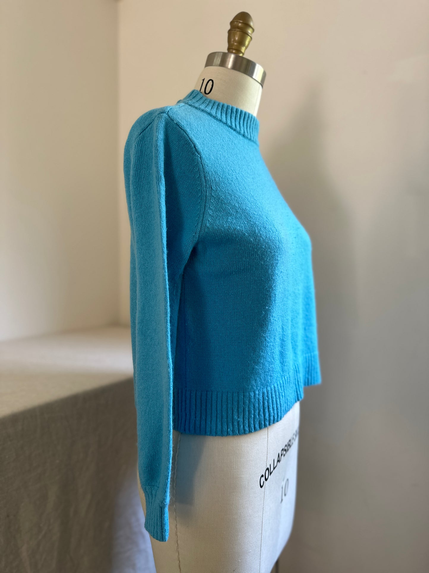Thick Turquoise Cropped Mock Turtleneck