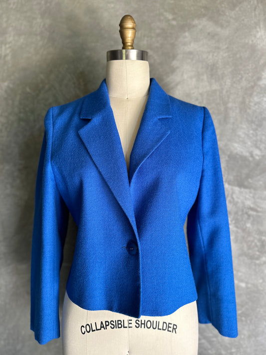 Boxy One Button Royal Blue Blazer