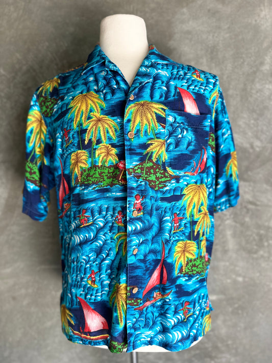 Bright Blue Short Sleeve Hawaiian Shirt
