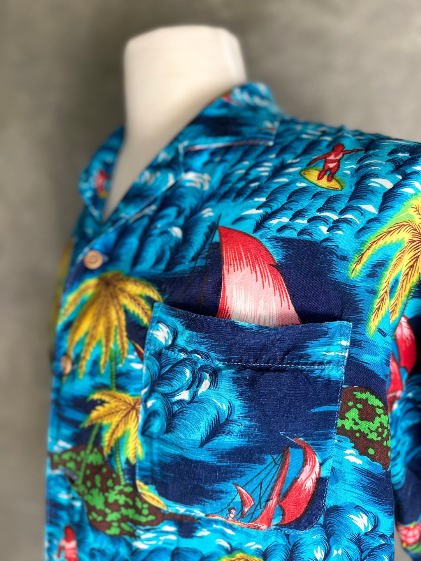 Bright Blue Short Sleeve Hawaiian Shirt