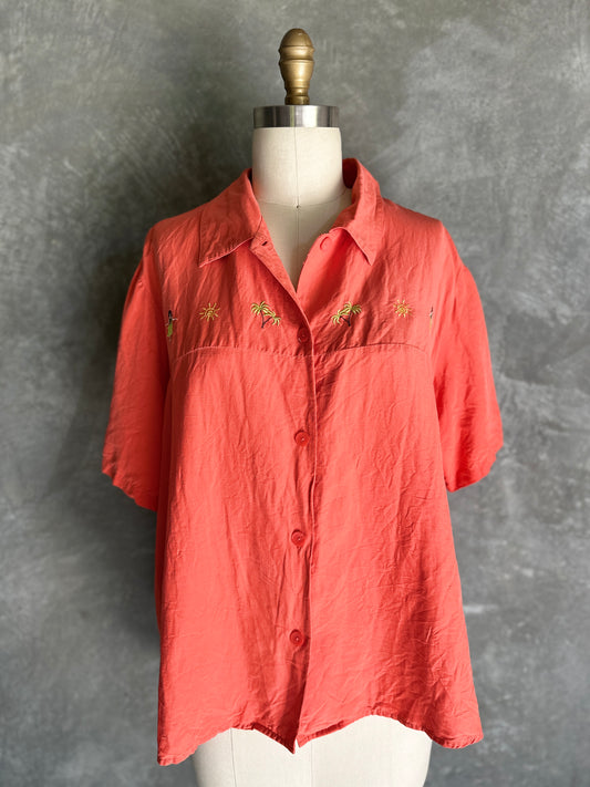Hula Girl Short Sleeve Dress Shirt
