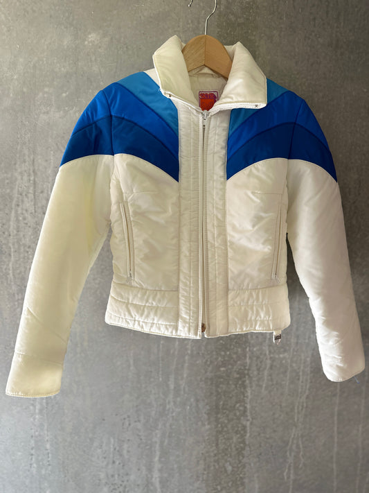80's White and Blue Classic Ski Jacket