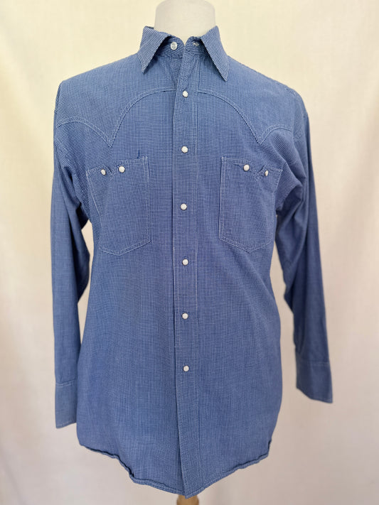 Parkandle Slim Blue and White Check Snap Western Shirt
