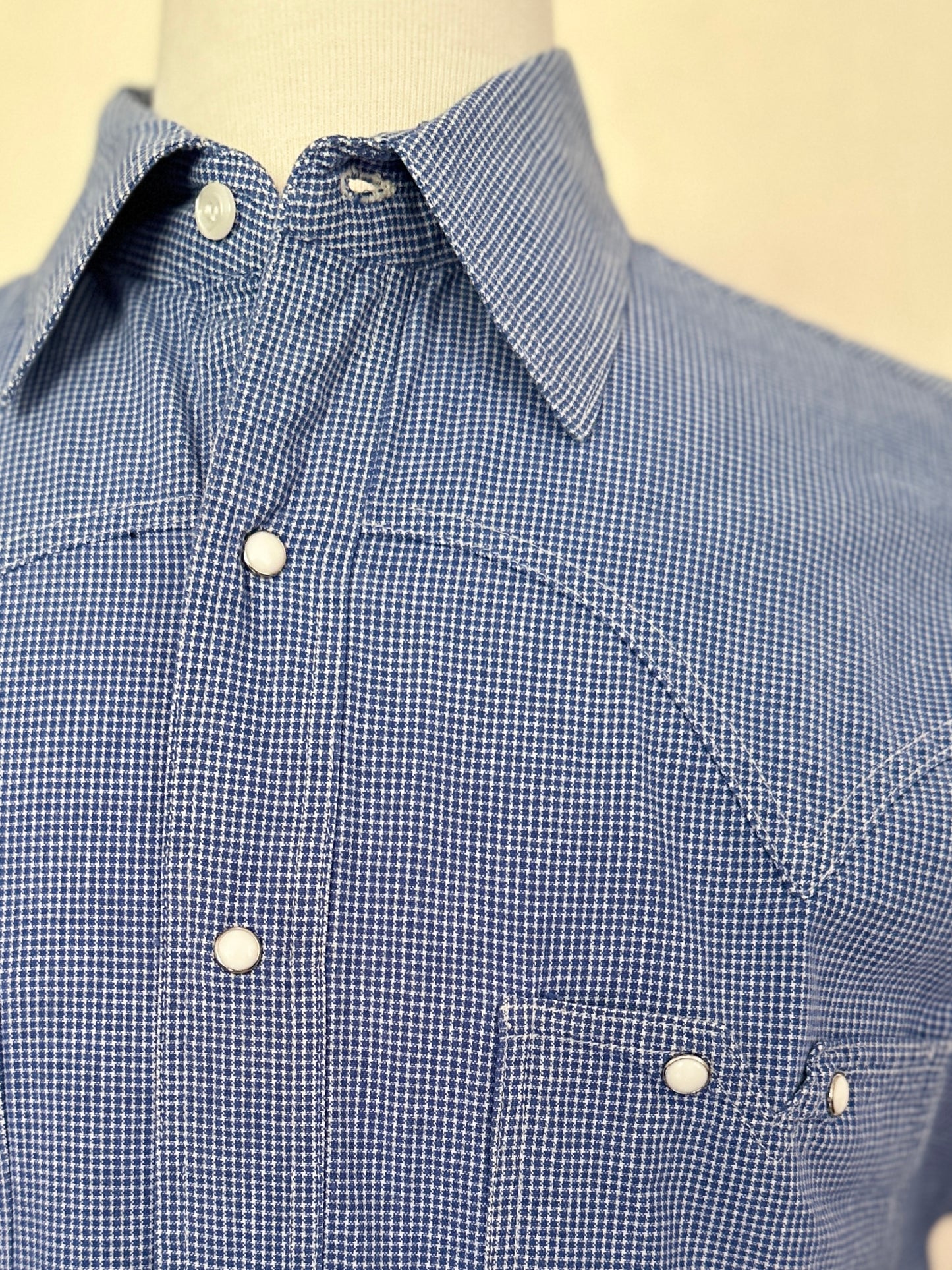 Parkandle Slim Blue and White Check Snap Western Shirt