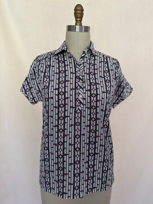 Nautical Stripe Short Sleeve Blouse