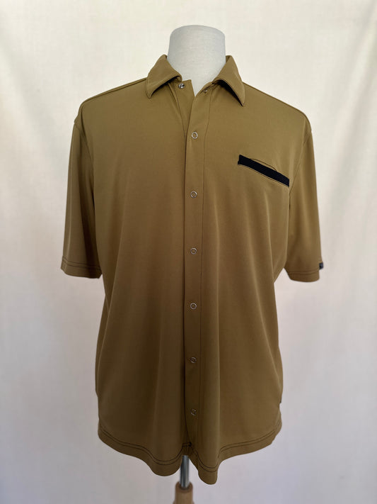 Brown Short Sleeve Snap Up