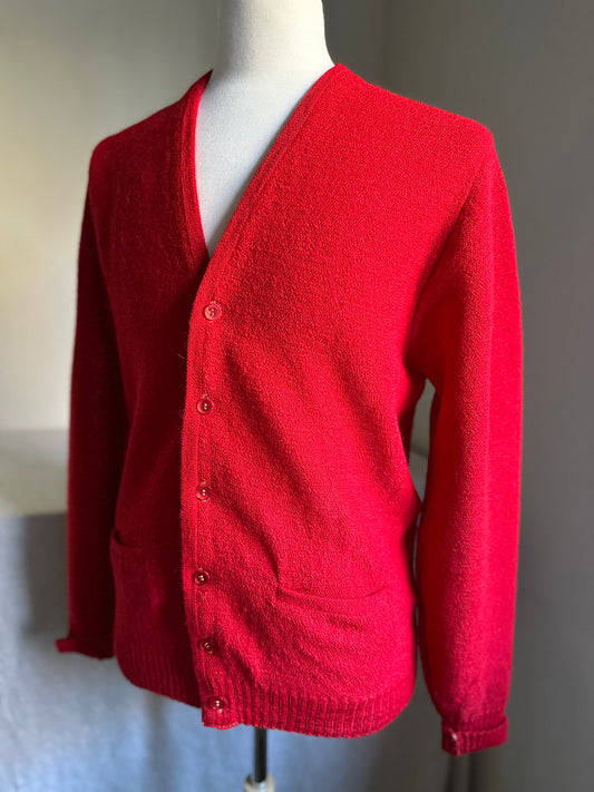 Classic Deep Red Button Up Golf Cardigan