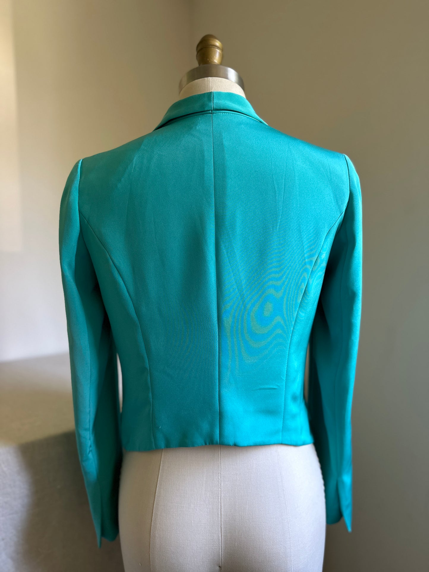 Gilber Gilmore Turquoise Silk One-Button Jacket