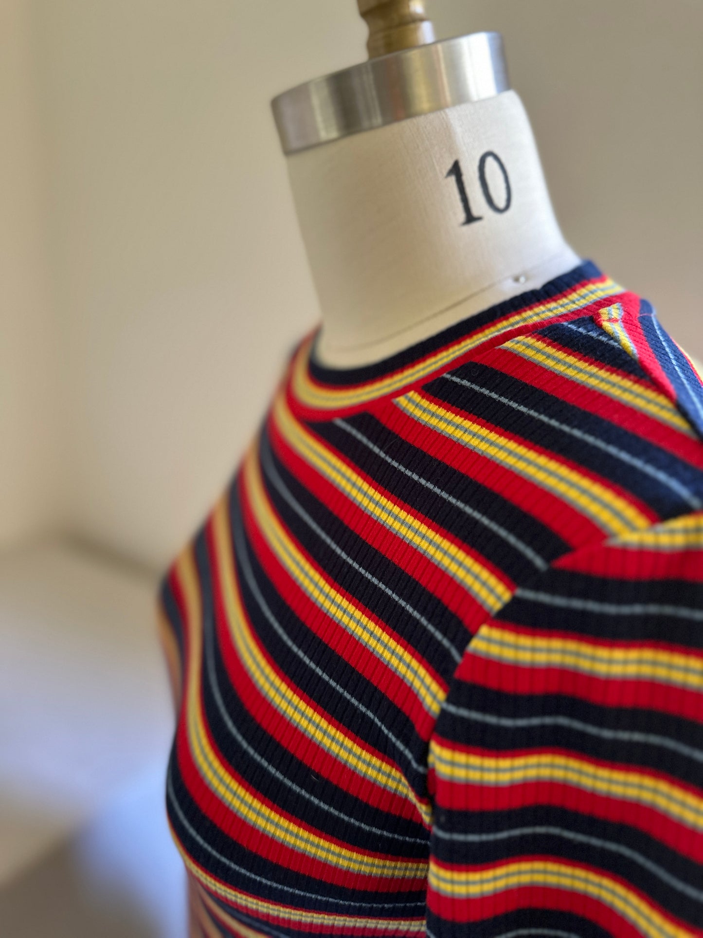 Red, Blue, Yellow Striped Tee Shirt