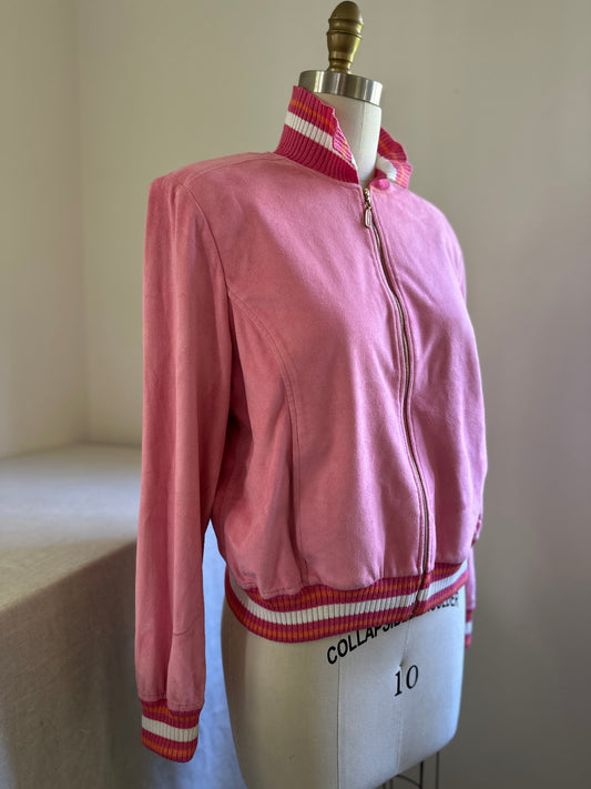 St. Johns Sport Pink Faux Suede Track Jacket