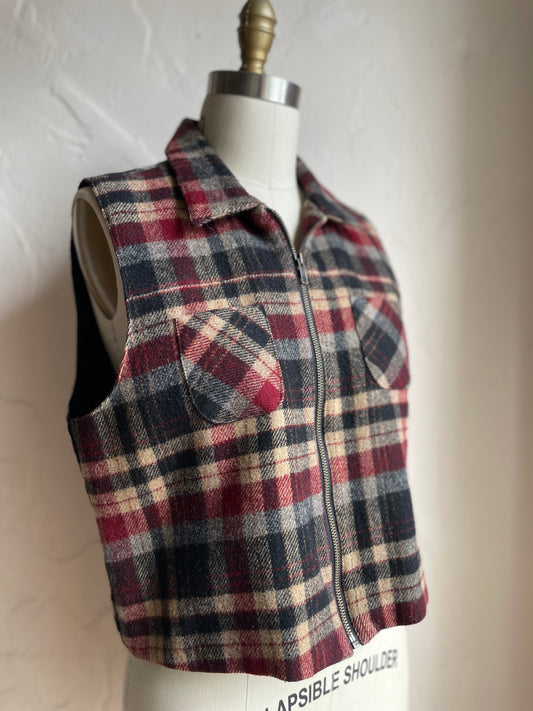 Woolrich Wool Plaid Zip-Up Vest