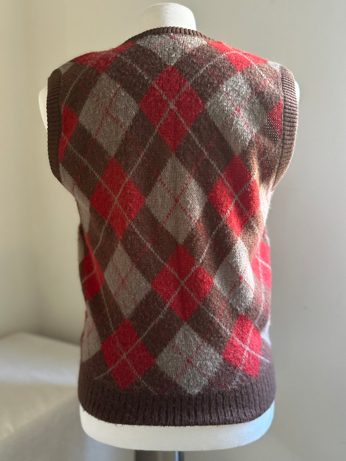 Campus Brick Red and Brown Argyle Sweater