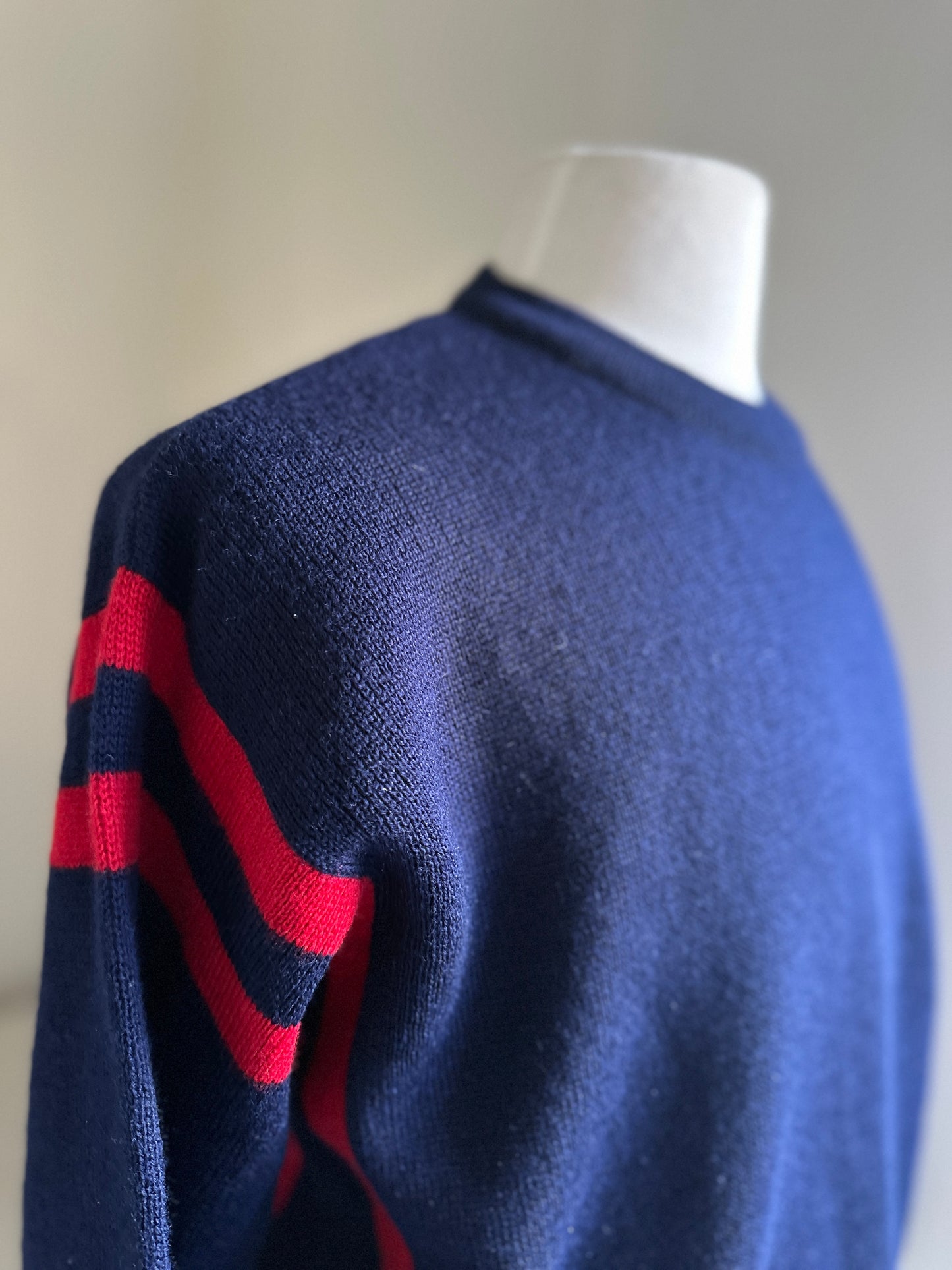 Meister Knit Navy Blue and Red Ski Sweater