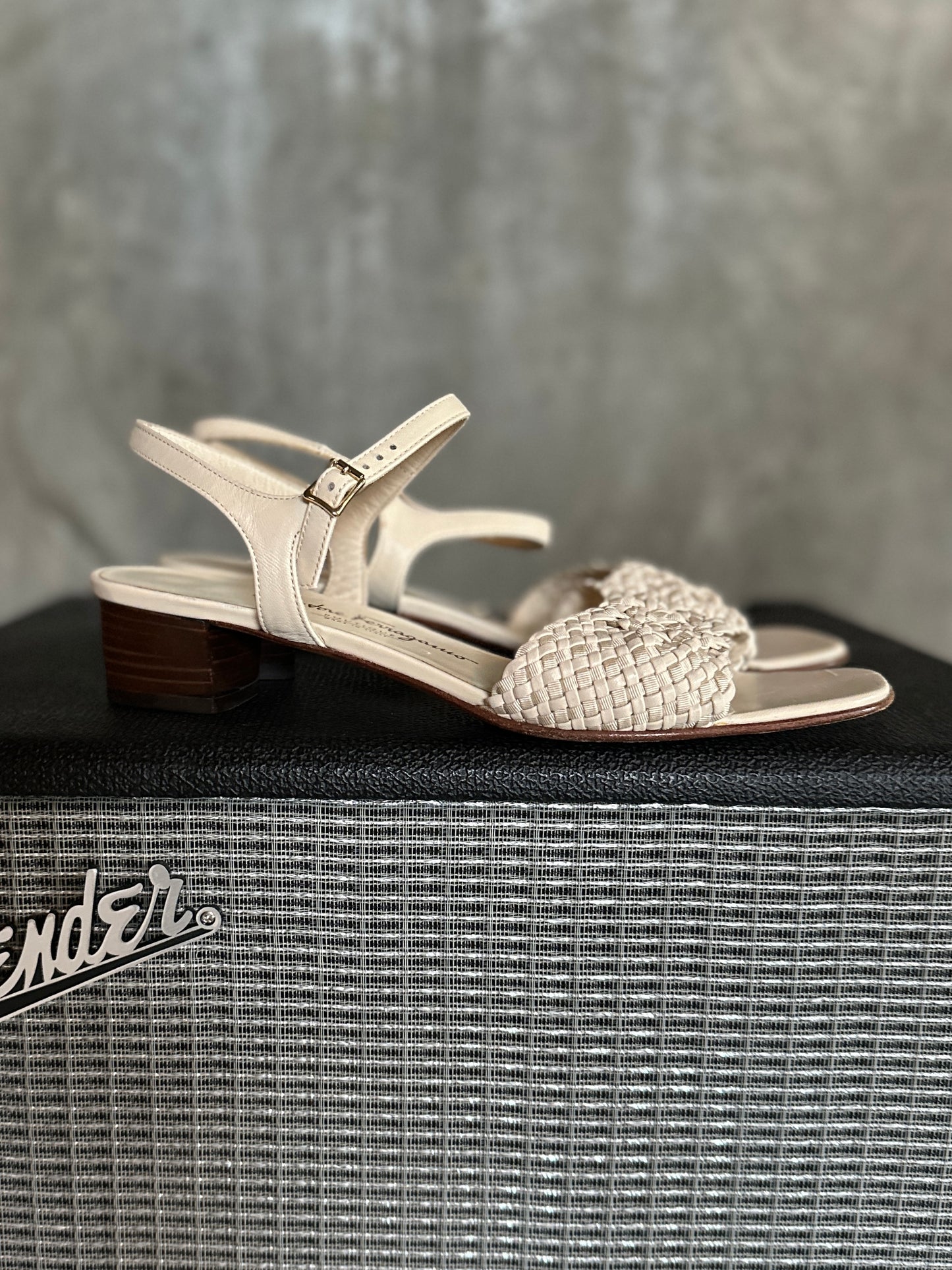 Salvatore Ferragamo Boutique Cream Weave Sandal