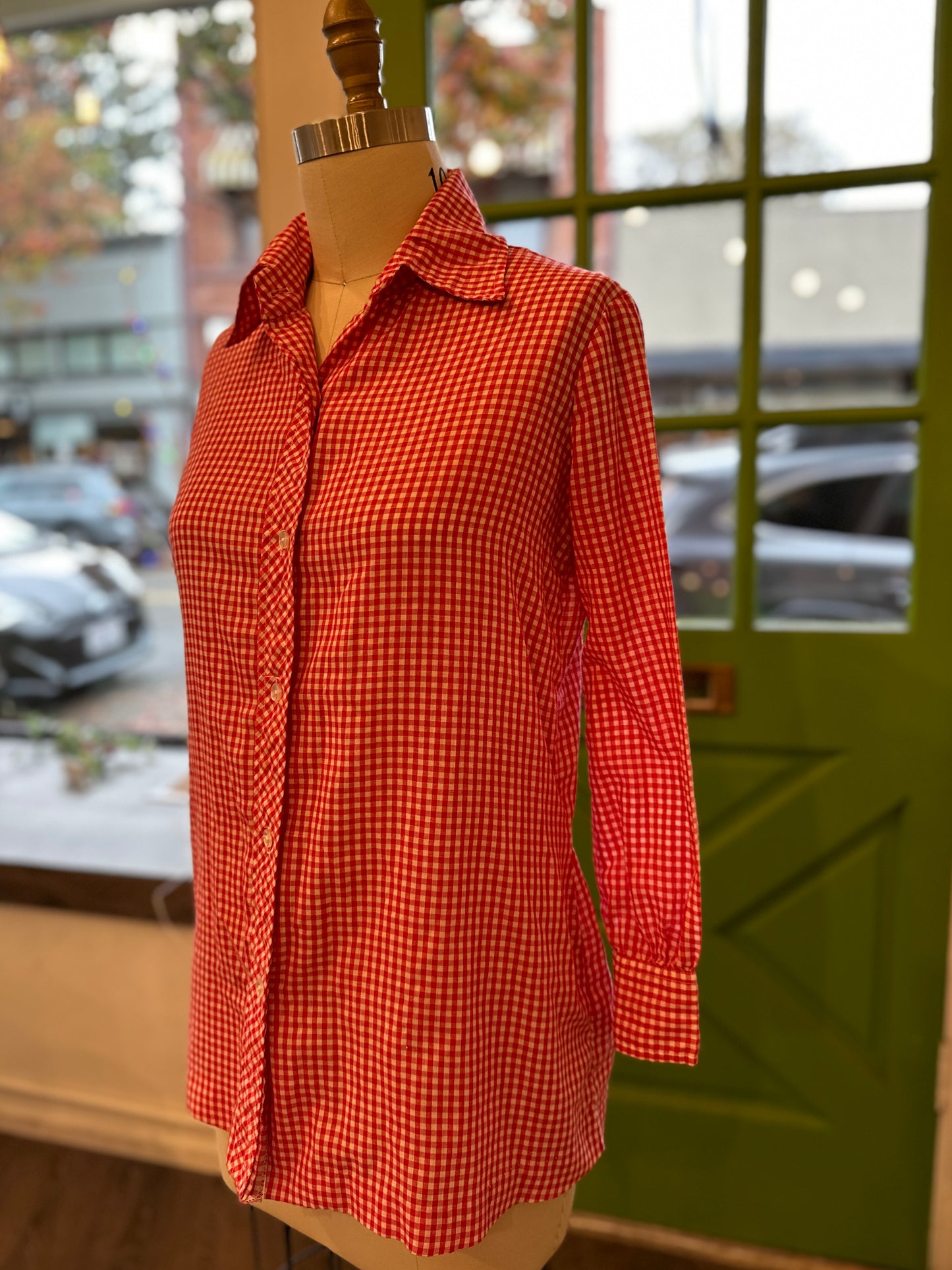 Ma Mere Red Check Button Up Blouse
