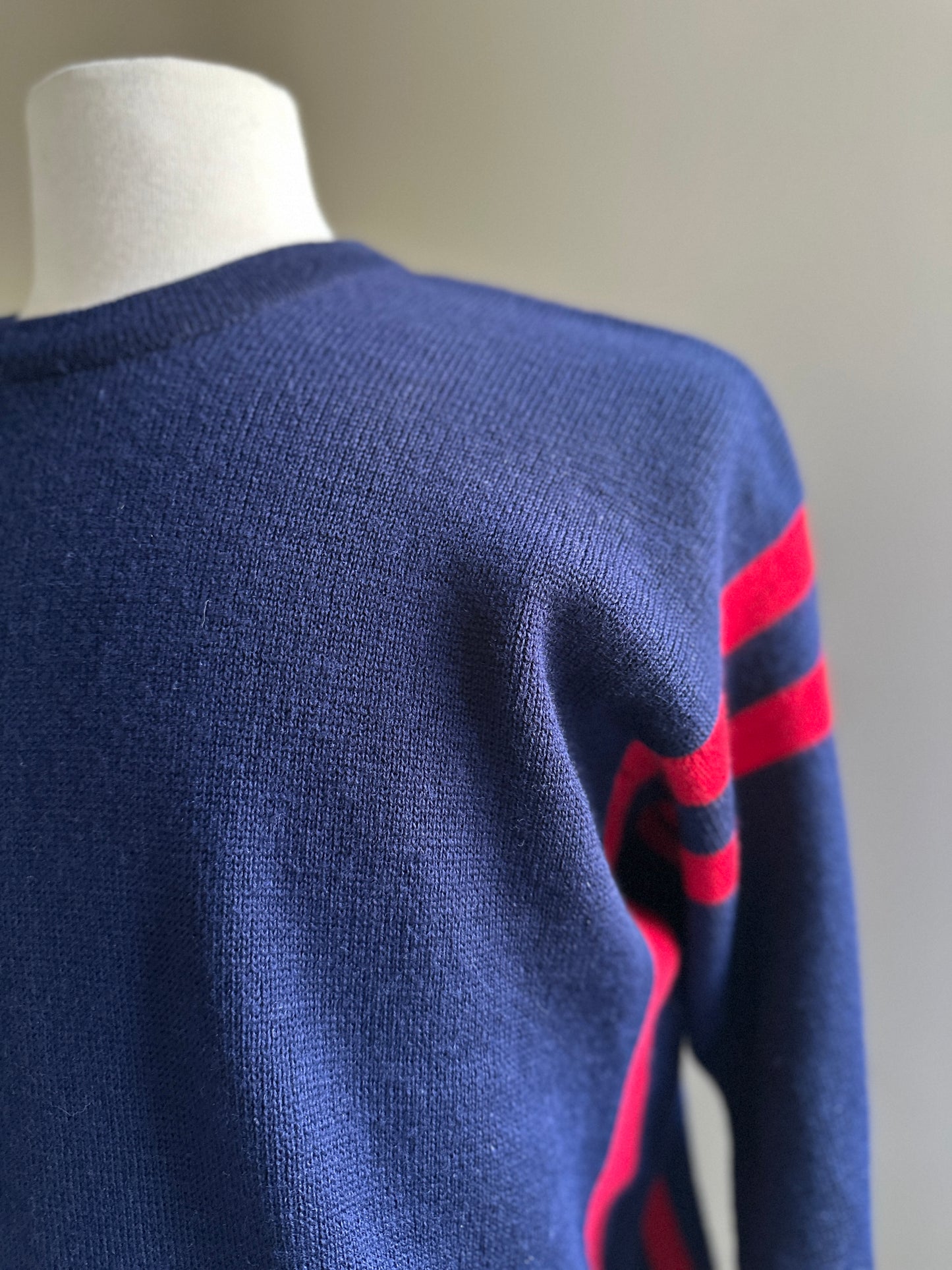 Meister Knit Navy Blue and Red Ski Sweater