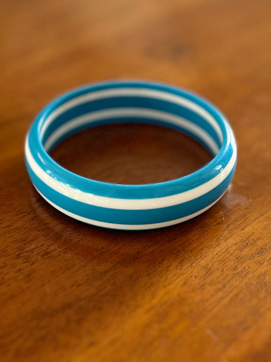 Sky Blue and White Stripe Bangle