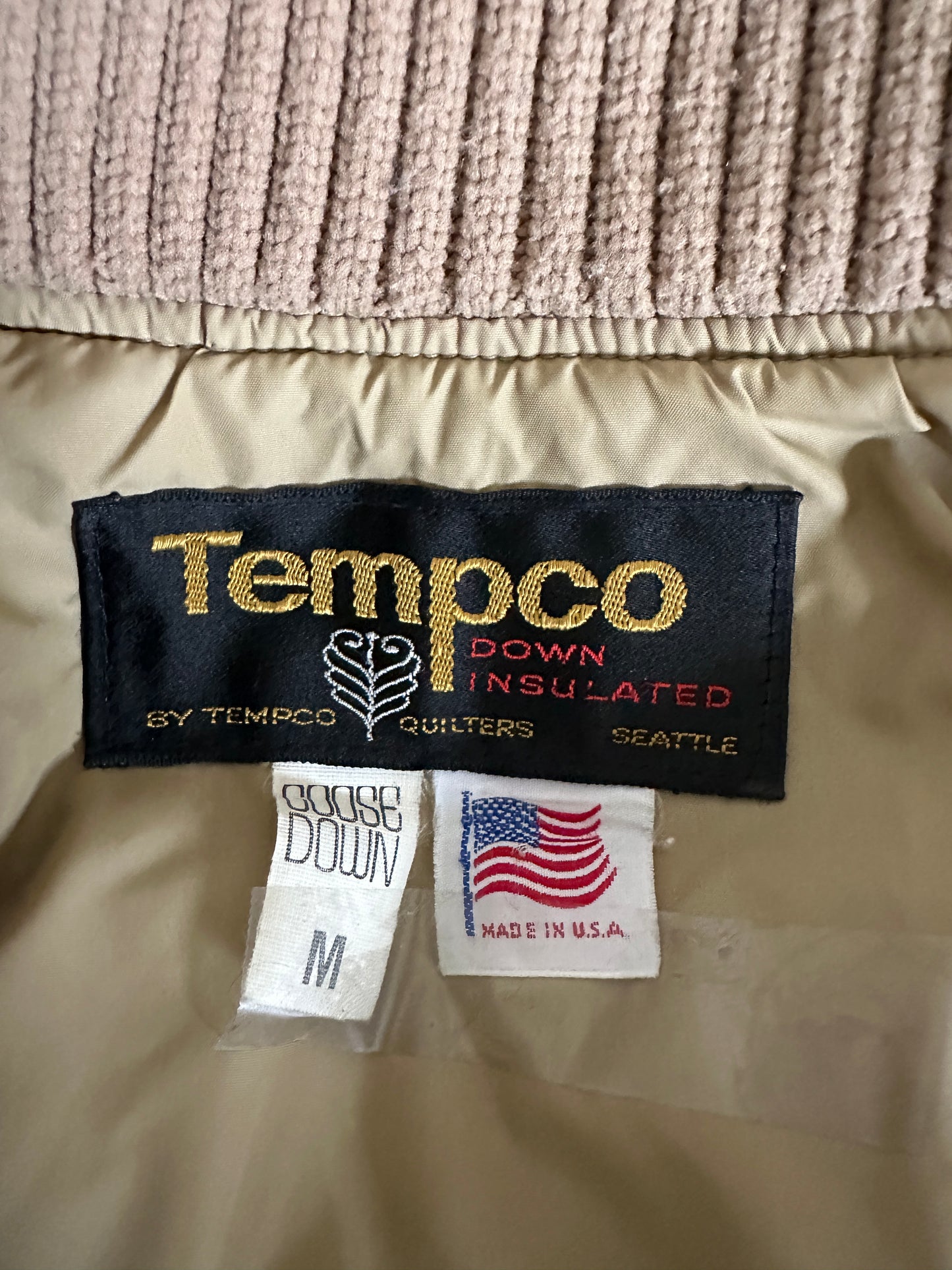 Tempo Goose Down Filled Western Style Khaki Puffy Jacket