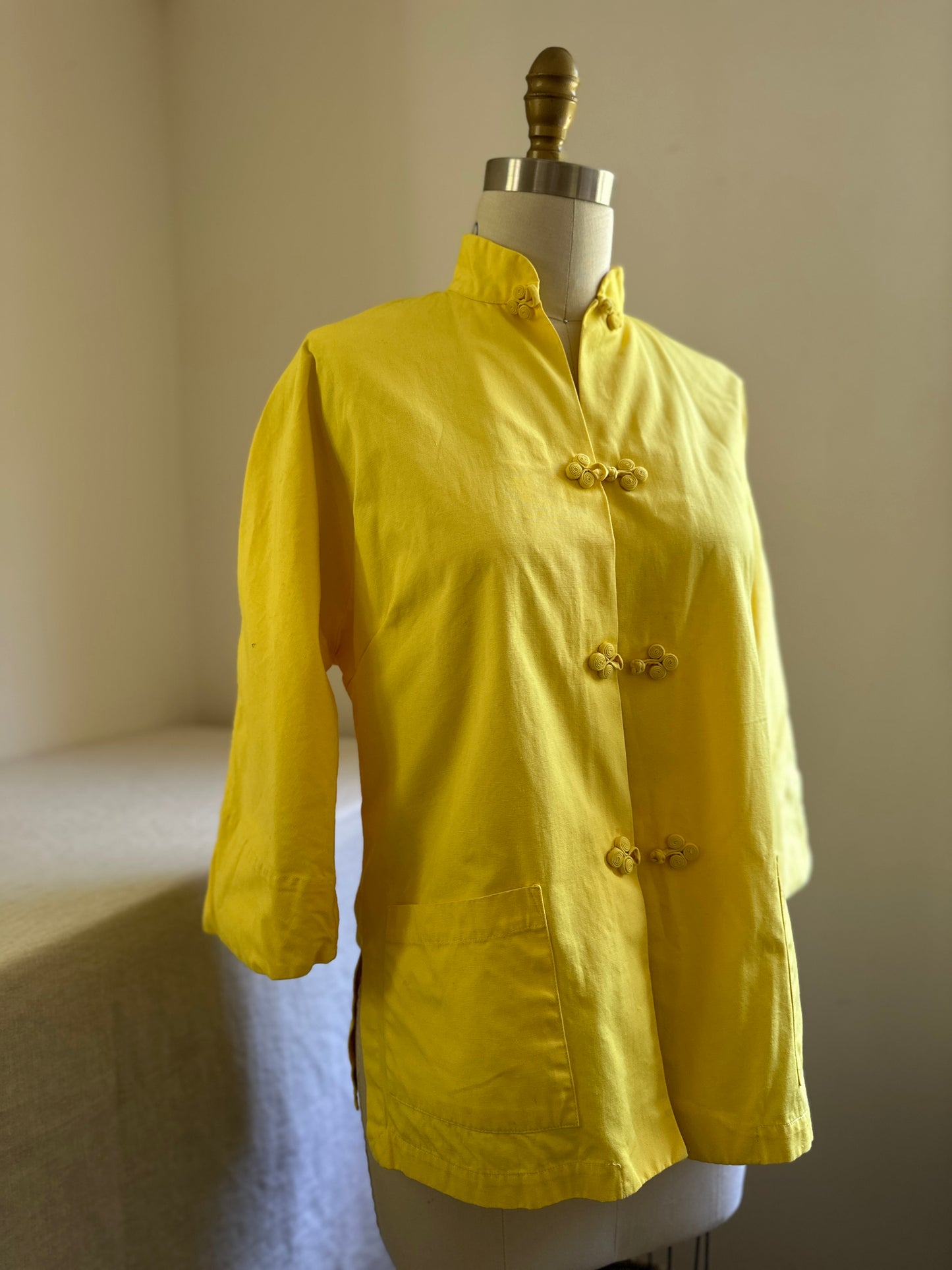 Peacock Brand Yellow Chinese Button Up Jacket