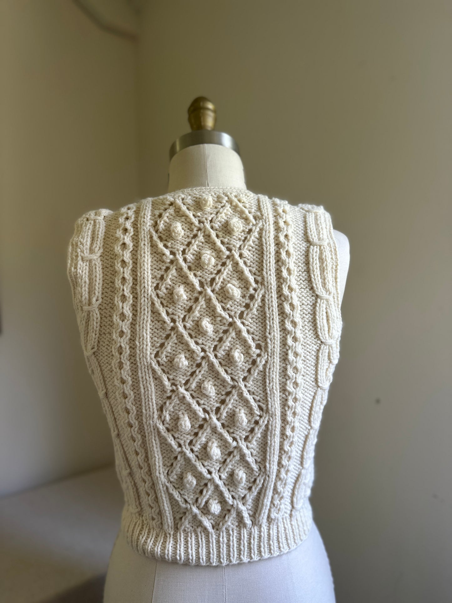 Cropped Cream Hand Knit Vest