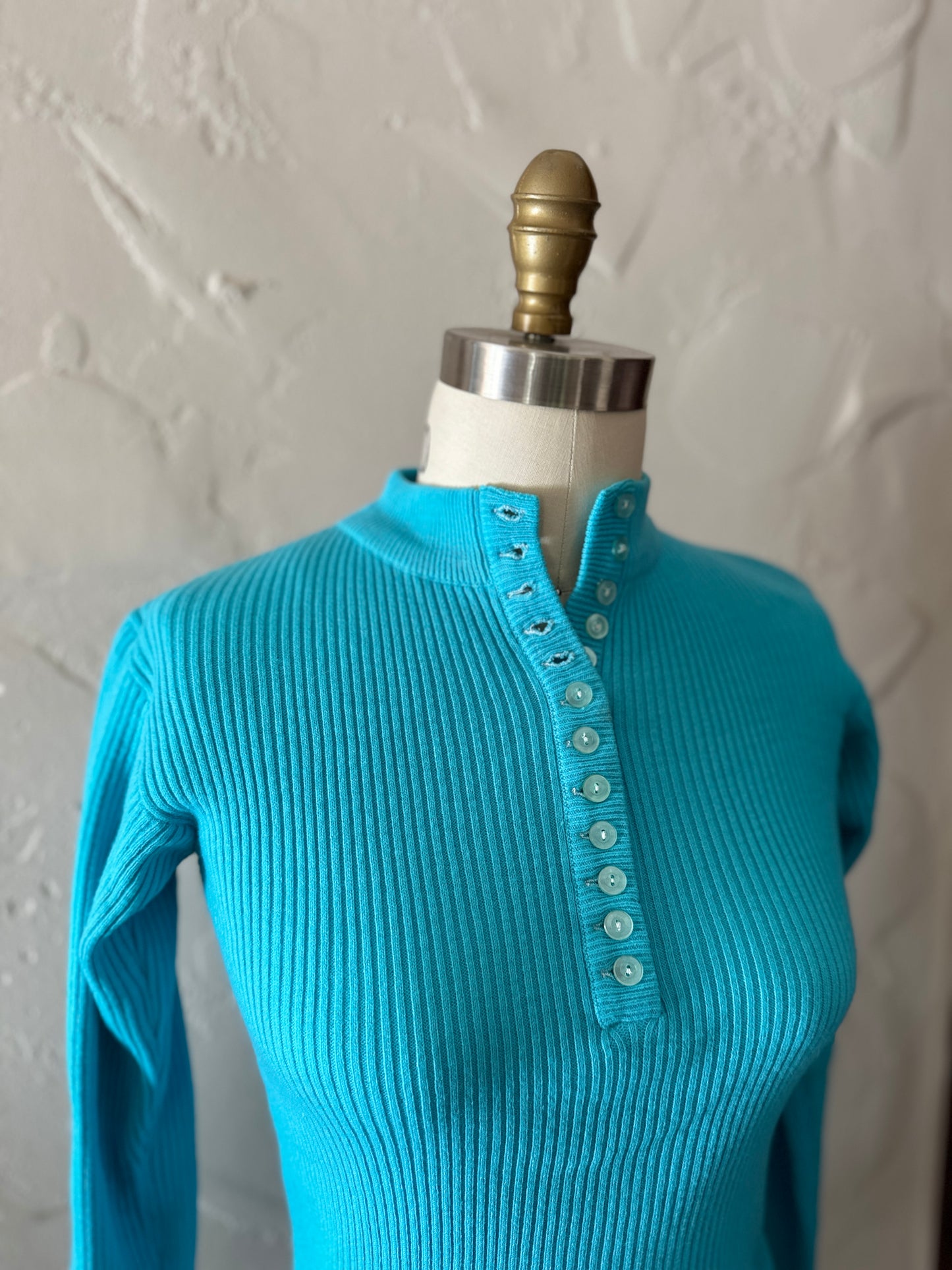 Turquoise Henley with Buttons
